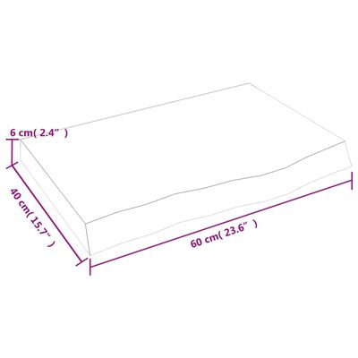 vidaXL Benkeplate til bad mørkebrun 60x40x(2-6) cm behandlet heltre