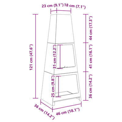 vidaXL Utepeis med vedholder tårndesign svart stål