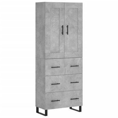 vidaXL Highboard betonggrå 69,5x34x180 cm konstruert tre