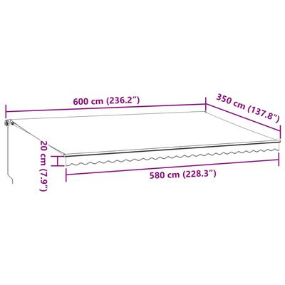 vidaXL Manuell uttrekkbar markise burgunder 600x350 cm