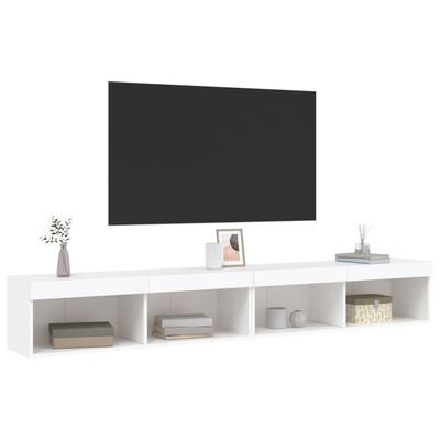 vidaXL TV-benker med LED-lys 2 stk hvit 100x30x30 cm