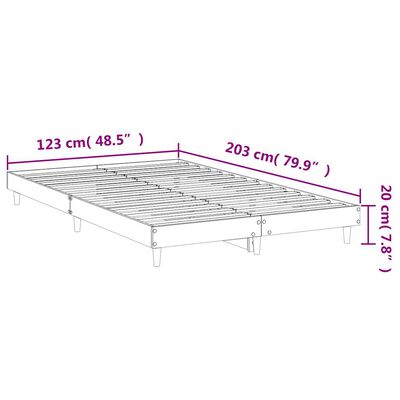 vidaXL Sengeramme røkt eik 120x200 cm konstruert tre