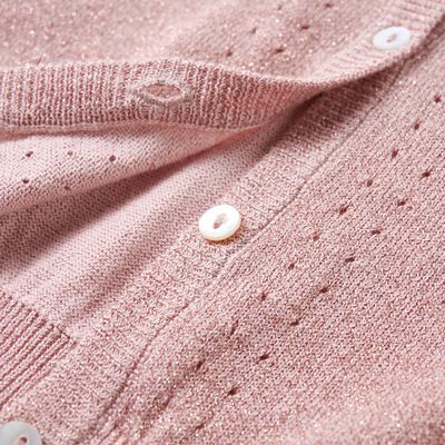 Cardigan for barn strikket myk rosa 128