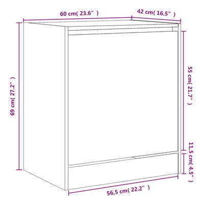 vidaXL Skoskap røkt eik 60x42x69 cm konstruert tre