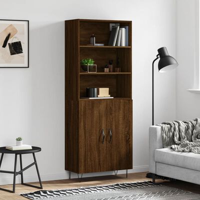 vidaXL Highboard brun eik 69,5x34x180 cm konstruert tre