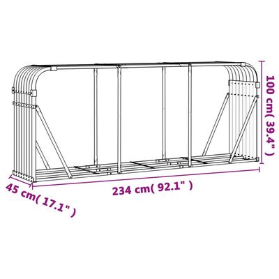 vidaXL Vedholder antrasitt 234x45x100 cm galvanisert stål