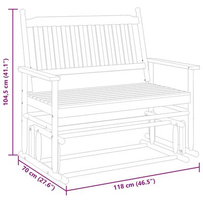 vidaXL Gyngebenk brun 118x70x104,5 cm heltre poppel