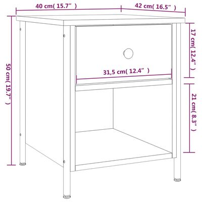 vidaXL Nattbord brun eik 40x42x50 cm konstruert tre