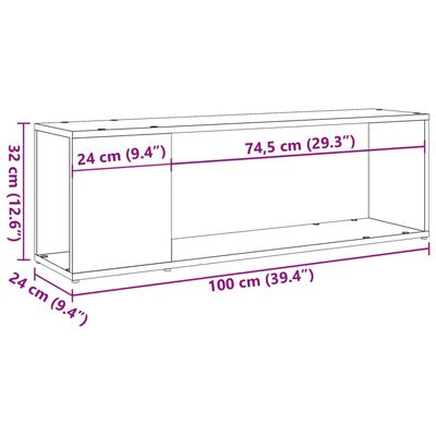 vidaXL TV-benk artisan eik 100x24x32 cm konstruert tre