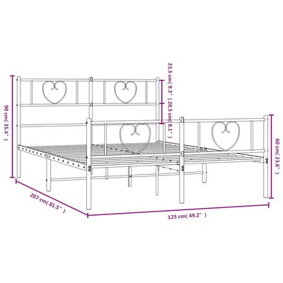 vidaXL Sengeramme i metall med hode- og fotgavl svart 120x200 cm