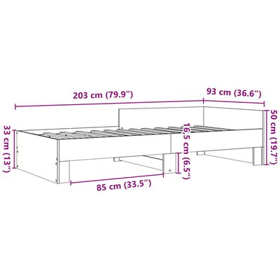 vidaXL Sengeramme uten madrass sonoma eik 90x200 cm konstruert tre