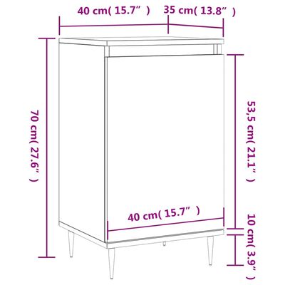 vidaXL Skjenk 2 stk svart 40x35x70 cm konstruert tre