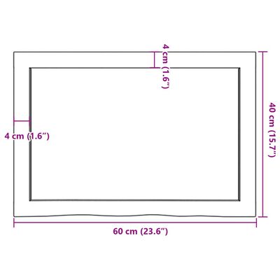 vidaXL Bordplate 60x40x(2-4) cm ubehandlet heltre eik