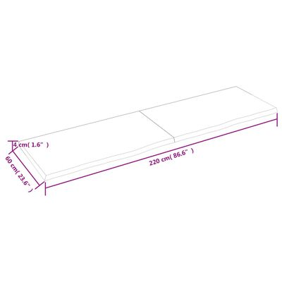 vidaXL Benkeplate til bad lysebrun 220x60x4 cm behandlet heltre