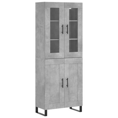 vidaXL Highboard betonggrå 69,5x34x180 cm konstruert tre