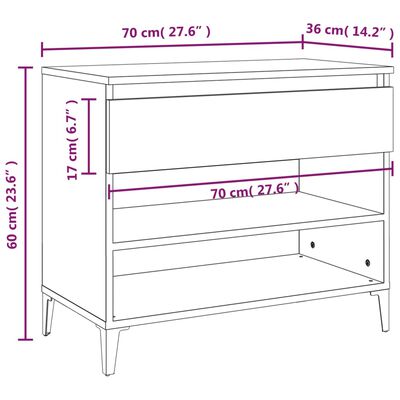 vidaXL Skoskap brun eik 70x36x60 cm konstruert tre