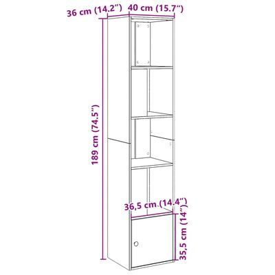 vidaXL Bokhylle svart 40x36x189 cm konstruert tre