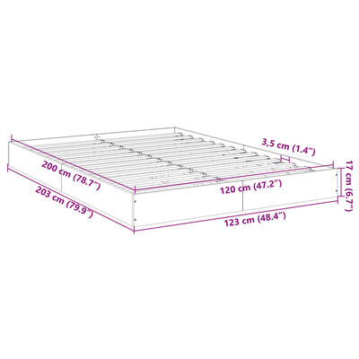 vidaXL Sengeramme uten madrass røkt eik 120x200 cm konstruert tre