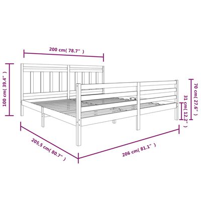 vidaXL Sengeramme heltre 200x200 cm