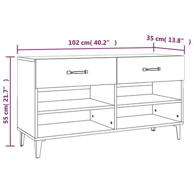 vidaXL Skoskap røkt eik 102x35x55 cm konstruert tre