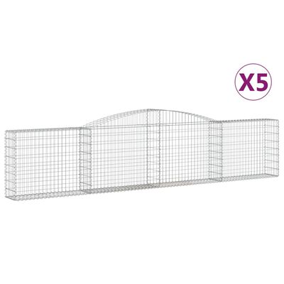 vidaXL Gabionkurver buede 5 stk 400x30x80/100 cm galvanisert jern