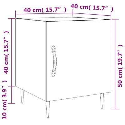 vidaXL Nattbord 2 stk svart 40x40x50 cm konstruert tre