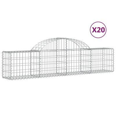 vidaXL Gabionkurver buede 20 stk 200x30x40/60 cm galvanisert jern