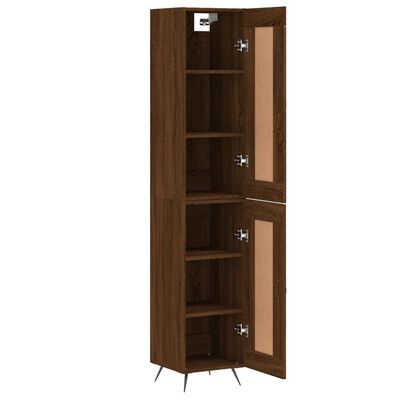 vidaXL Highboard brun eik 34,5x34x180 cm konstruert tre