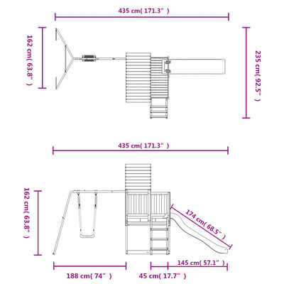 vidaXL Utendørs lekesett heltre furu