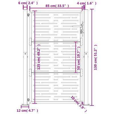 vidaXL Hageport antrasitt 105x130 cm stål firkantet design