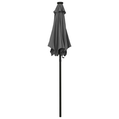 vidaXL Parasoll med LED-lys antrasitt 200x211 cm aluminium