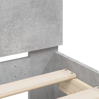vidaXL Sengeramme med hodegavl betonggrå 140x190 cm konstruert tre