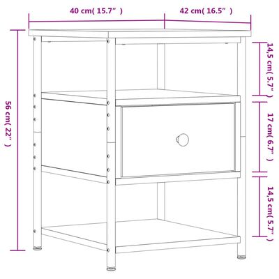 vidaXL Nattbord 2 stk svart 40x42x56 cm konstruert tre