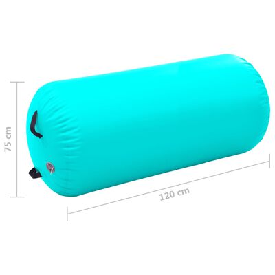 vidaXL Oppblåsbar gymnastikkrull med pumpe 120x75 cm PVC grønn