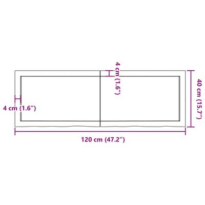 vidaXL Benkeplate til bad mørkebrun 120x40x(2-4) cm behandlet heltre