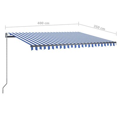 vidaXL Automatisk markise med vindsensor og LED 400x350 cm blå og hvit