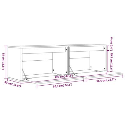 vidaXL Veggskap 2 stk hvit 60x30x35 cm heltre furu