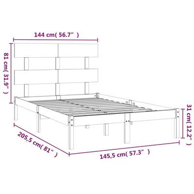 vidaXL Sengeramme svart heltre 140x200 cm