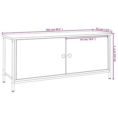 vidaXL TV-benk svart med dører 102x35x45 cm konstruert tre