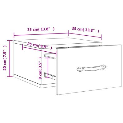 vidaXL Veggmonterte nattbord 2 stk høyglans hvit 35x35x20 cm