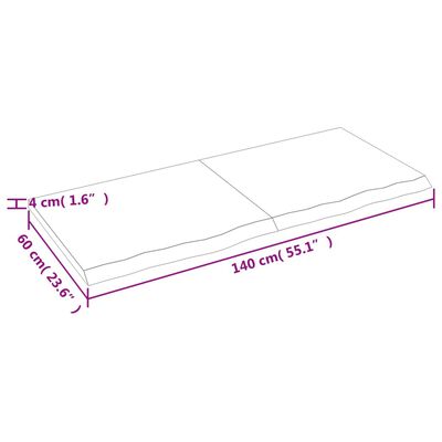 vidaXL Bordplate 140x60x(2-4) cm ubehandlet heltre eik