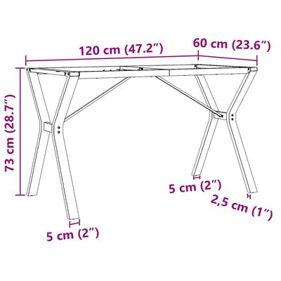 vidaXL Ben for spisebord Y-ramme 120x60x73 cm støpejern