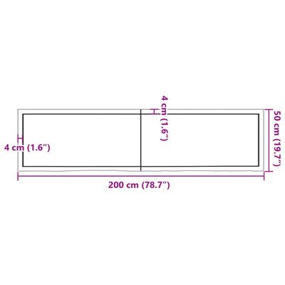 vidaXL Benkeplate til bad lysebrun 200x50x(2-4) cm behandlet heltre