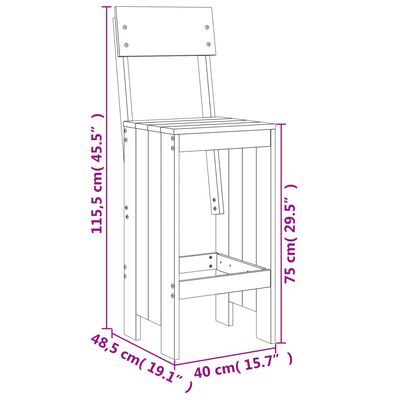 vidaXL Barkrakker 2 stk 40x48,5x115,5 cm heltre furu