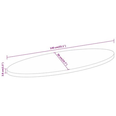 vidaXL Bordplate 140x50x3,8 cm oval heltre mango