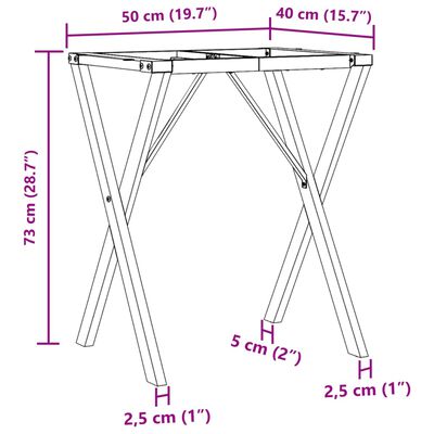 vidaXL Ben for spisebord X-ramme 50x40x73 cm støpejern