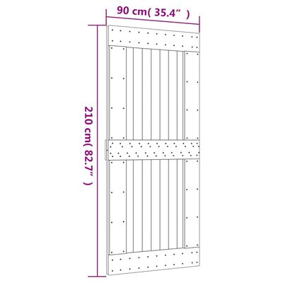 vidaXL Skyvedør med monteringstilbehør 90x210 cm heltre furu