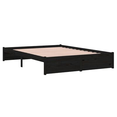 vidaXL Sengeramme svart heltre 140x190 cm