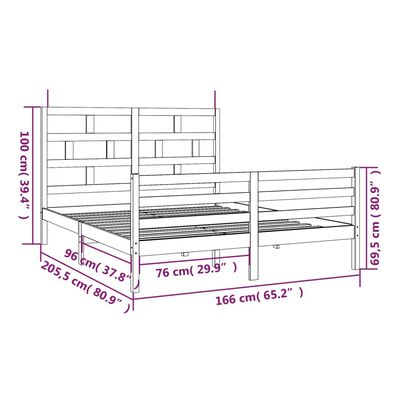 vidaXL Sengeramme hvit heltre furu 160x200 cm