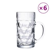 vidaXL Ølkrus med håndtak glass 6 stk 1000 ml